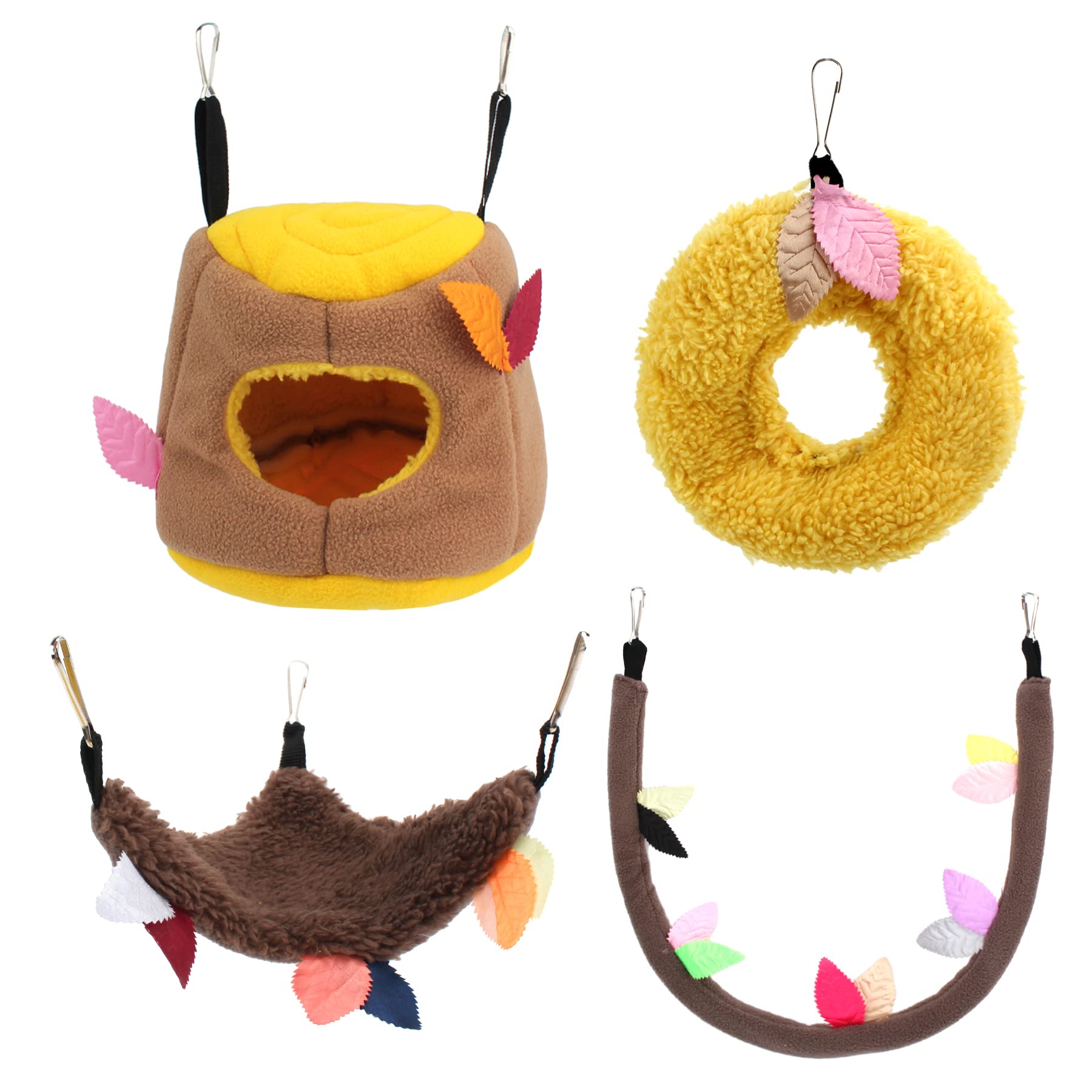 Alfie Pet - Raffy 4-Piece Set Hammock, Hanging Bed, Ring Toy and Cableway Cage Nest Set for Mouse, Chinchilla, Rat, Gerbil and Dwarf Hamster