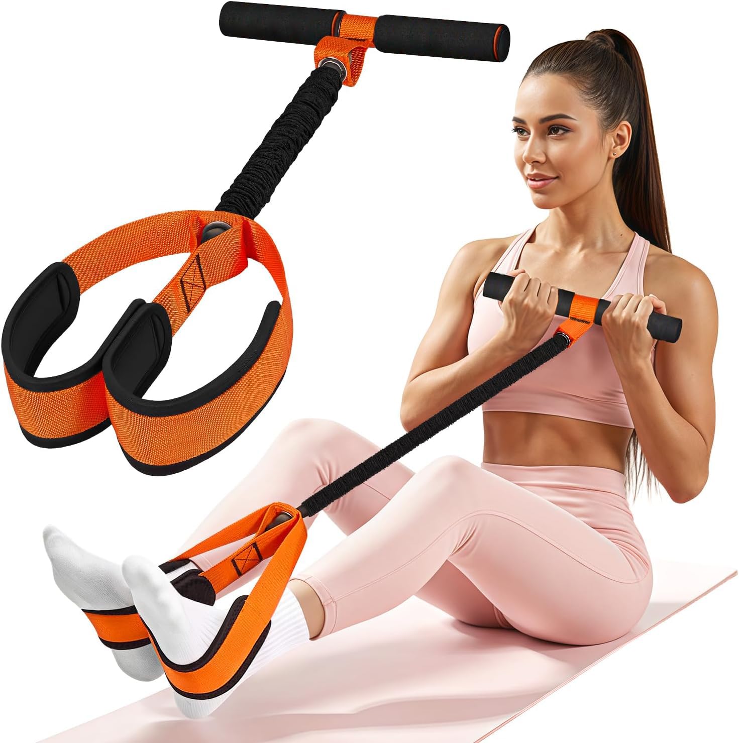 Pedal Resistance Bands with Handles Upgrade Women Exercise Bands for Full Body
