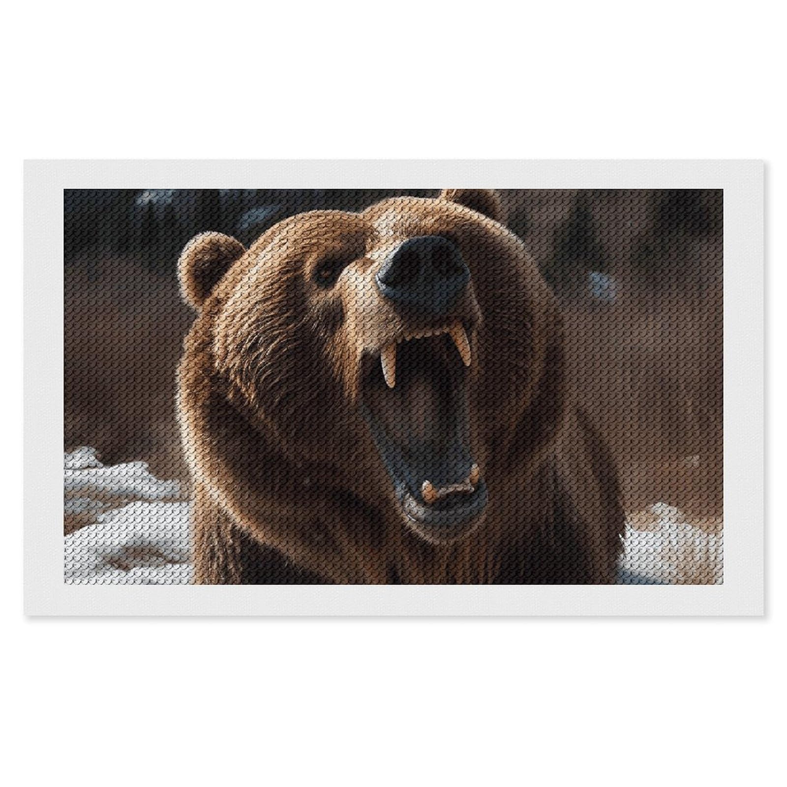 NONHAI Diamond Painting Kits for Adults - DIY Diamond Art Kits for Beginners - Full 5D Paint Drill Diamond Dots Paintings- Roaring Bear Diamonds Pictures Gem Art and Craft Wall Decor 12"x20"