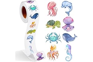 500Pcs Each Roll Aquatic Creatures Seashell Stickers