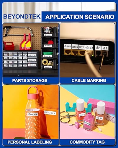 Miniatura 7 de BEYONDTEK P-Touch m-231 Compatible con Brother M Tape 0.472 in 0.47 Blanco, P-Touch M Tape Mk-231 Mk-231S Negro sobre Blanco 0.472 in 0.47 para