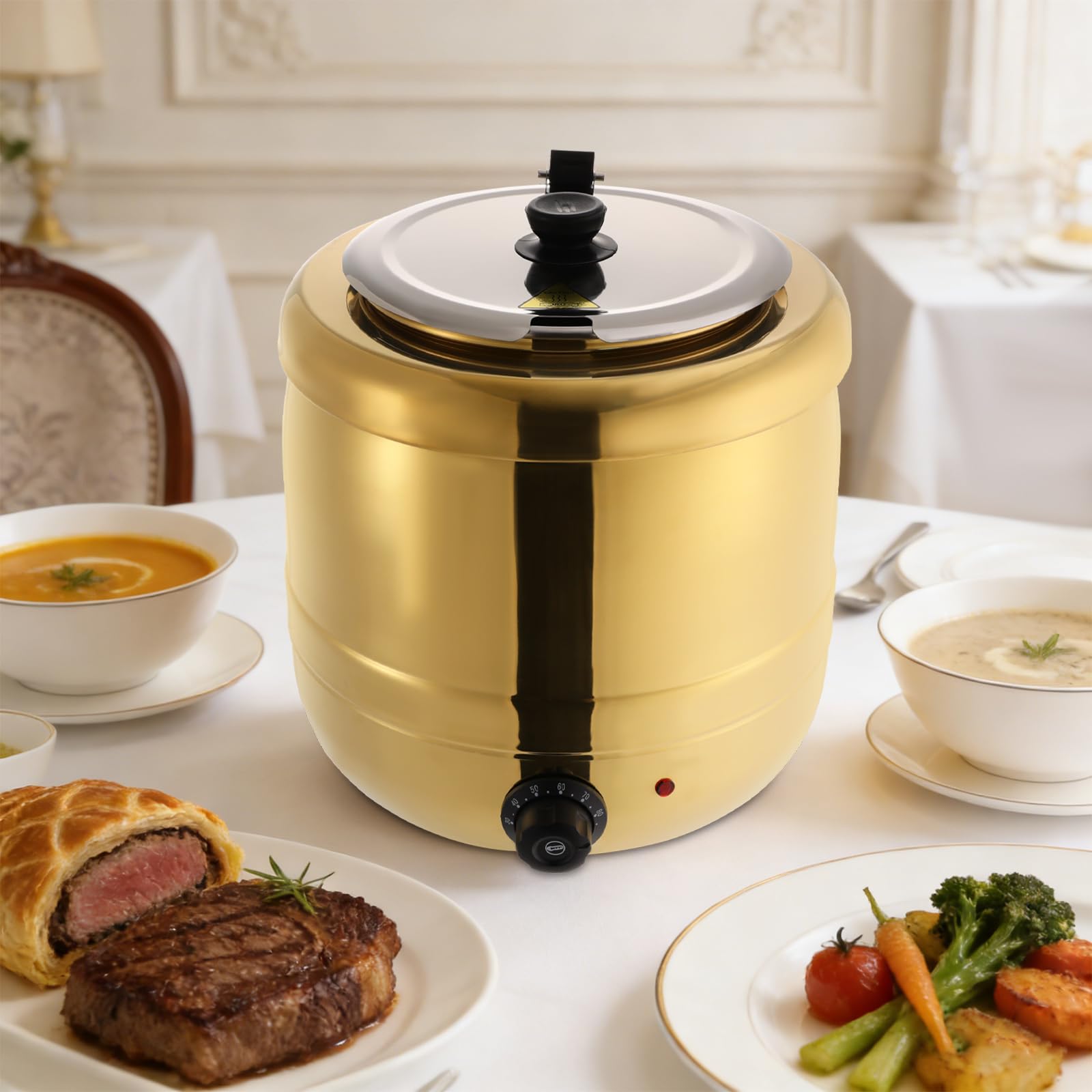 Pentola elettrica per zuppe, 440 W, 10 l, con coperchio e pentola