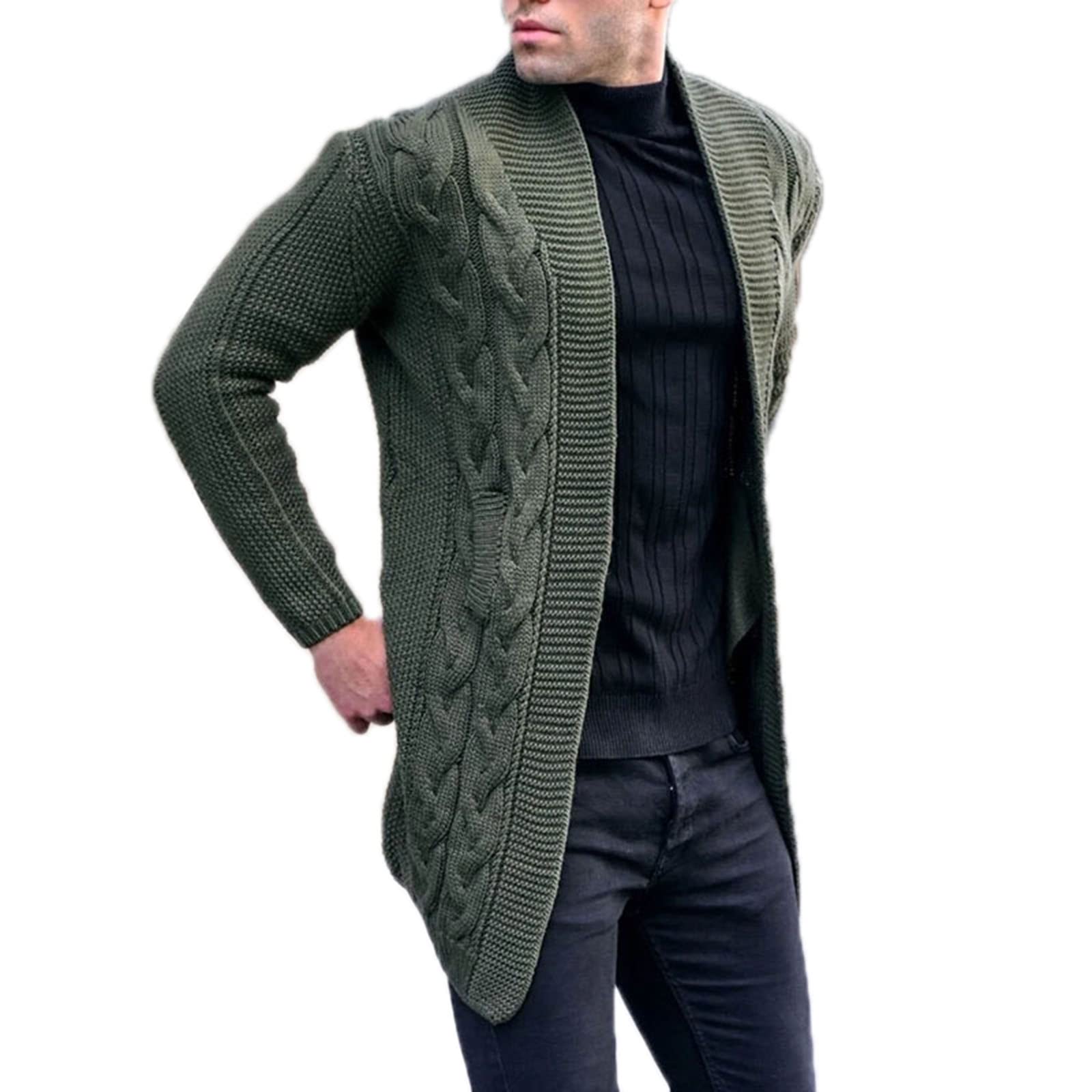 Maglione di Cardigan a Colori Solidi Slim in Forma da Uomo, Giacca Casual a Cavo