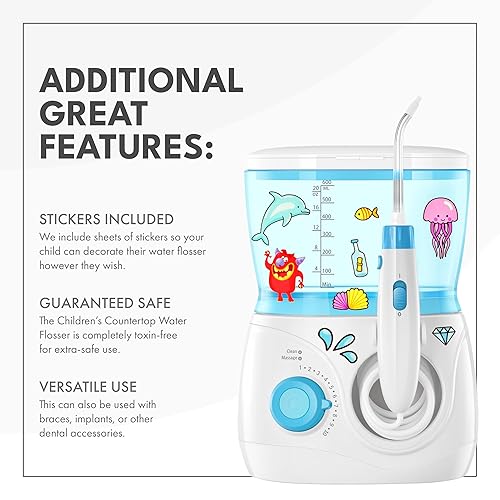 Miniatura 4 de ToiletTree Products Irrigador dental dental para niños, irrigador dental para niños, irrigador dental sin BPA con capacidad de 20.3 fl oz y presión
