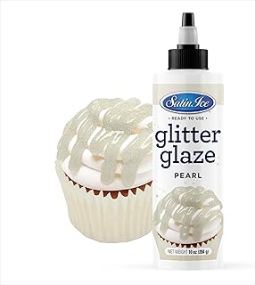 Satin Ice Pearl Glitter Glaze (10oz Bottle) For Decorating Cakes, Cupcakes, Brownies, and Doughnuts