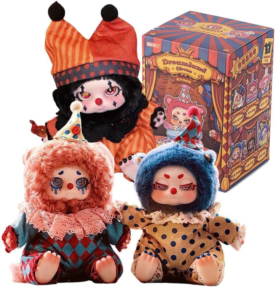 Cino Dreamland Circus Series Vinyl Plush Blind Box 1PC(1 of 7 Possible Styles) Cute Decor Figures Collectible Toys Birthday Gifts (1Pcs Blind Box)