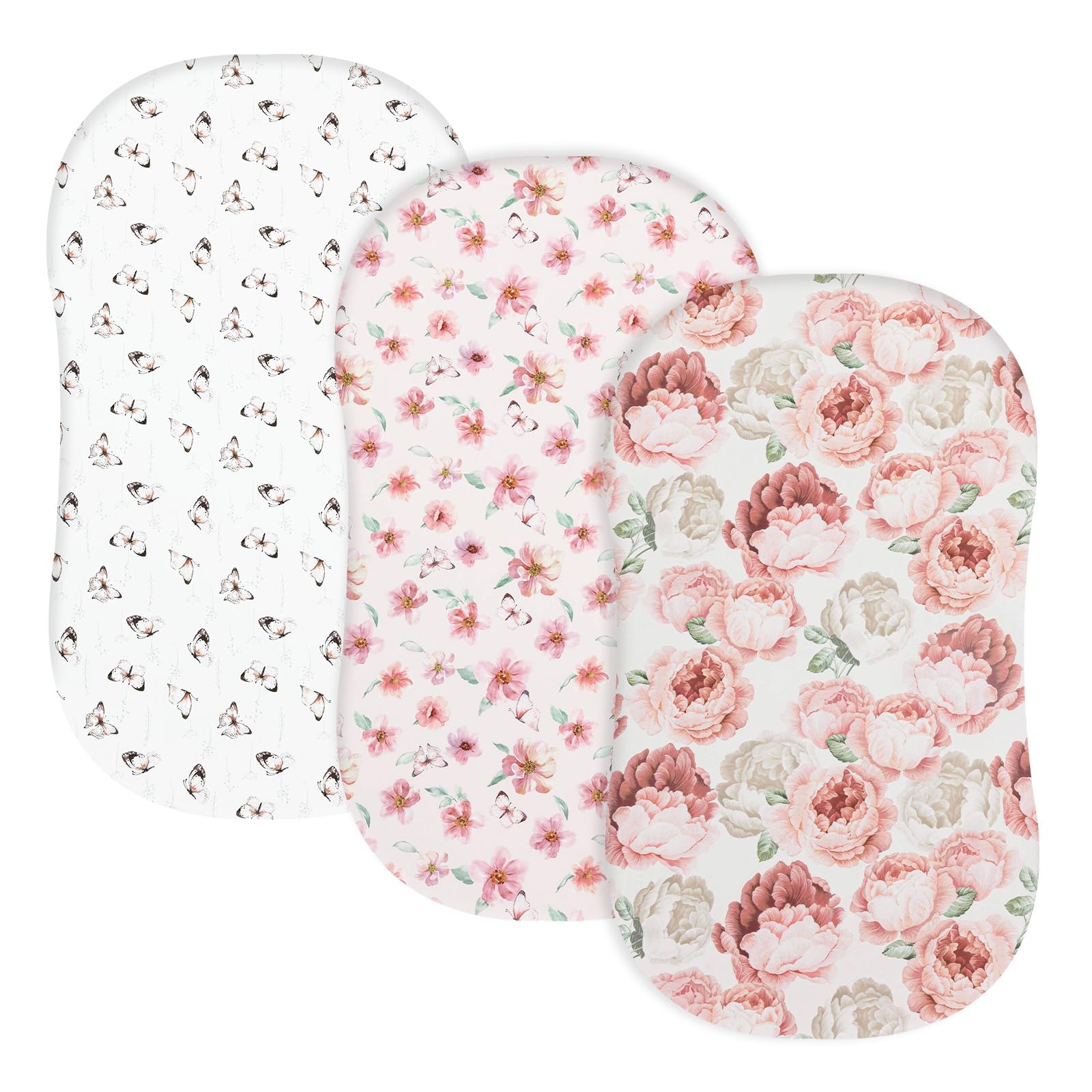 david's kids 3 Pack Bassinet Sheets, Ultra Soft Breathable Comfortable Baby Sheet Set for Boys Girls Neutral, Univeral Fit for Most Cradle and Bassinet Mattress, Floral