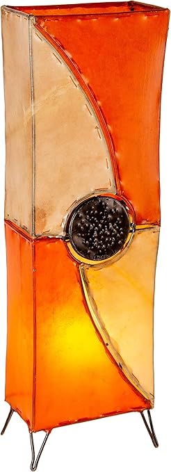 Marrakesch Aziatische vloerlamp Mulan 70 cm staande lamp decoratieve lamp | Oosterse grote staande lampen van metaal, lampenkap van leer | Oosterse decoratie uit Marokko, kleur beige oranje photo 2