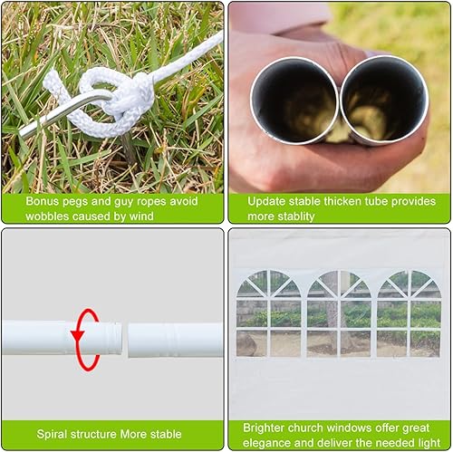 Miniatura 4 de VERYKE - Carpa de campaña para exteriores de 10 x 10 pies, toldo blanco, para patio, fiesta, boda, impermeable, para barbacoa, eventos, con 3