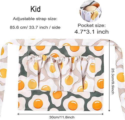 Miniatura 9 de MMZCXMAO - Delantal de recolección de huevos para niños, 3 bolsillos, tamaño infantil, para cosecha de huevos frescos, gallinero y actividades en el