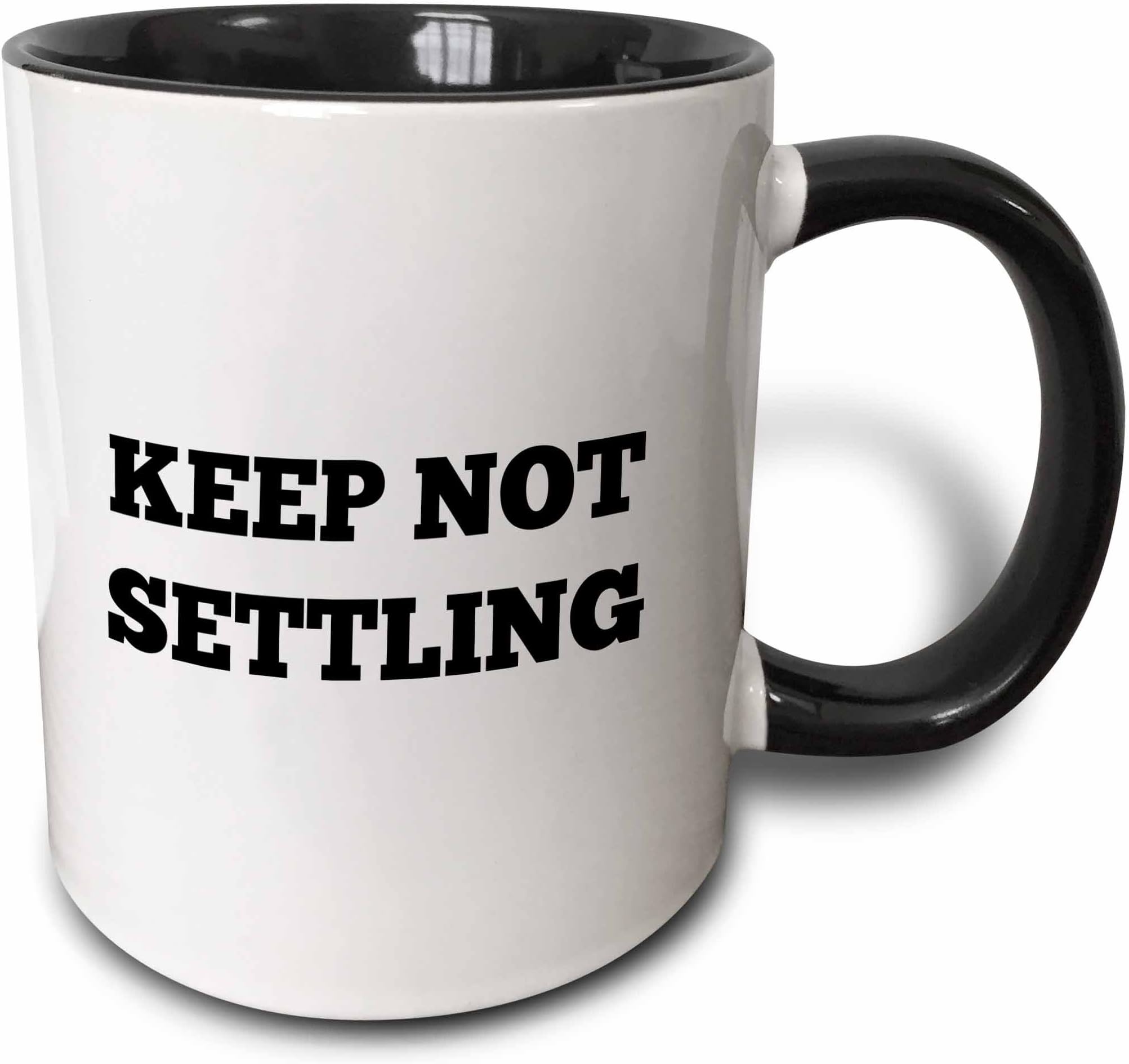 3dRose Keep Not Settling Mug, 11 oz, Black