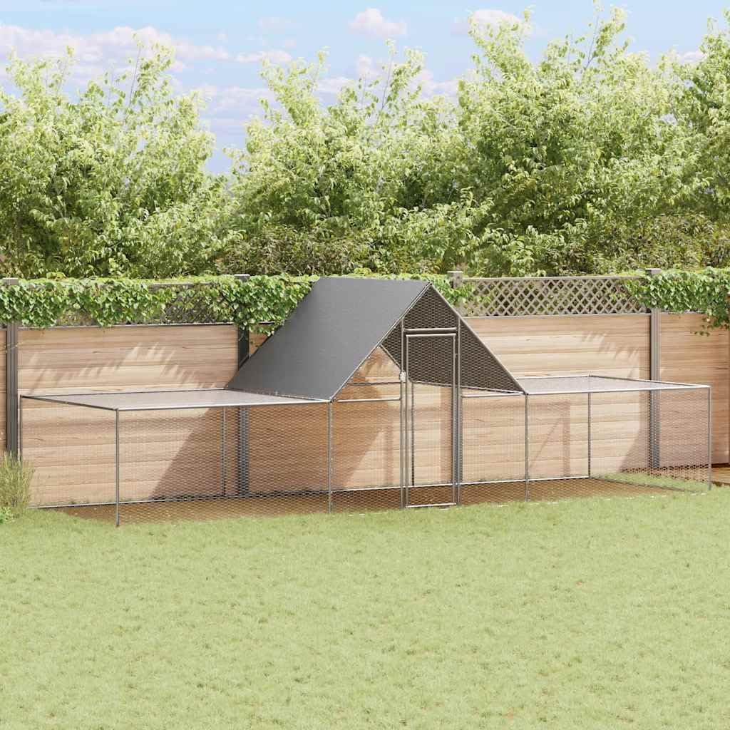 Gallinero espacioso 6 x 2 x 2 m de acero con techo impermeable, puerta bloqueable y rejilla metálica para monitorear tus aves de corral, montar tú mismo