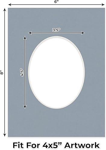 Miniatura 2 de Alfombrilla de 6 x 8 pulgadas, corte biselado para fotos de 4 x 5 pulgadas, diseño ovalado de color gris medio, sin ácidos, mate para proteger tus
