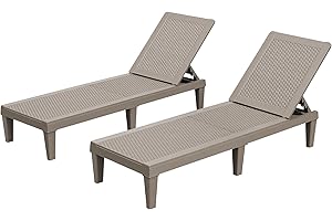 Homall Chez Lounge Outdoor Patio Chairs Set of 2, Waterproof Chaise Lounge with Adjustable Backrest