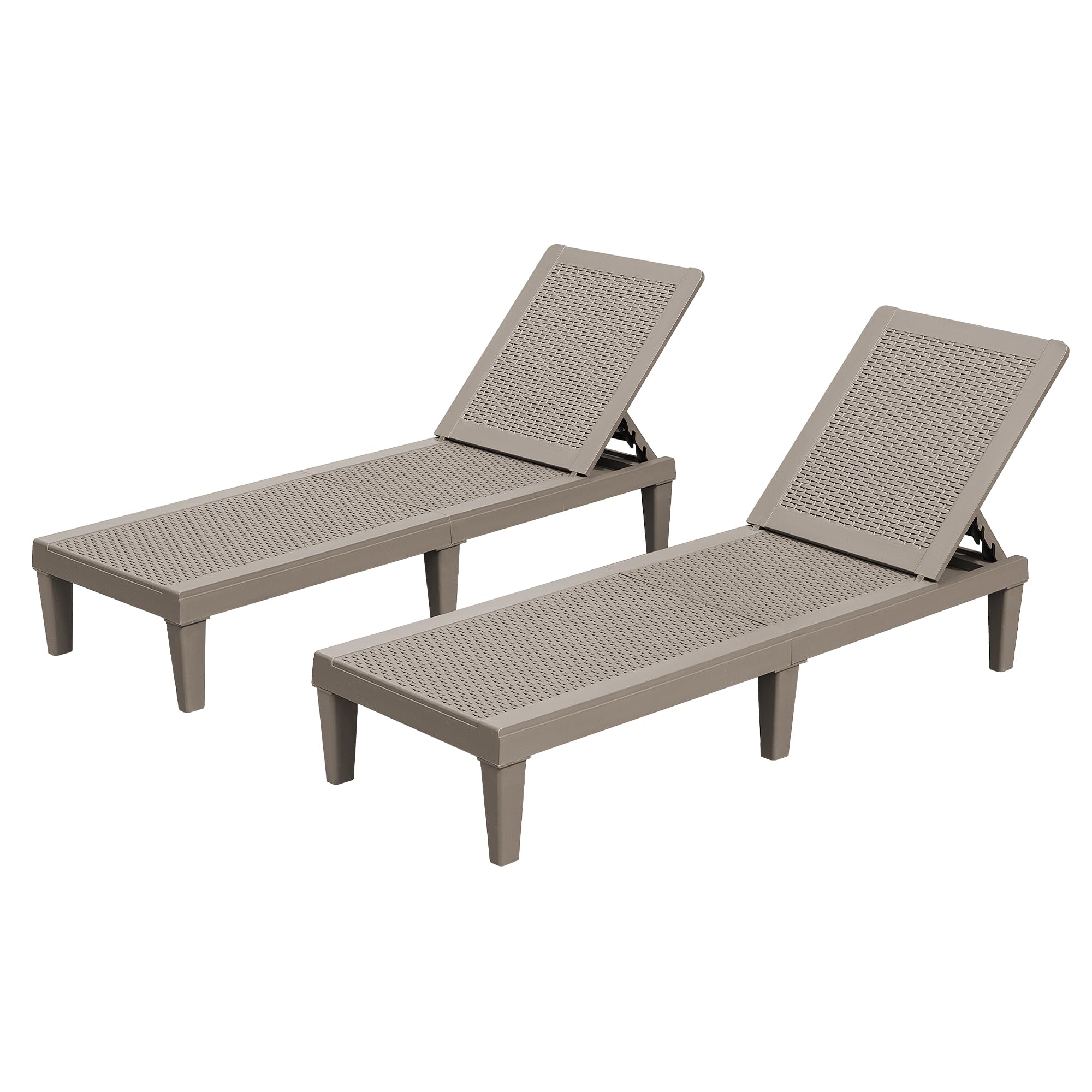 Homall Outdoor Lounge Chairs Set of 2, Quick Assembly & Waterproof Patio Chaise Lounge with Adjustable Backrest for Poolside, Beach, Garden (Light