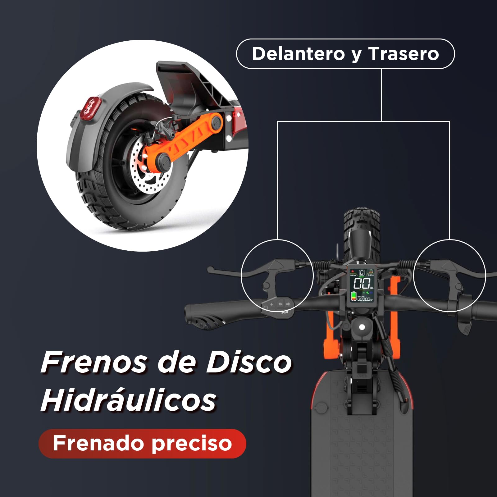 Joyor S-Pro- Patinete eléctrico Todoterreno para Adultos - Alta Autonomía 90 km, Doble Motor 2x500W, Ruedas de 10”, Doble Suspensión, Frenos de Disco Hidráulicos - Homologado DGT