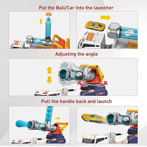 Miniatura 9 de Dwi Dowellin Juguetes de camión para niños, juguetes de coche grande de 28 pulgadas incluyen 4 autos de carreras+6 pelotas, con luz y sonidos,
