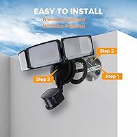 Vista 7 de UME Luces LED de seguridad de 49 W, luz con sensor de movimiento para exteriores, luz diurna de 5000 K, IP65 impermeable, del atardecer al amanecer