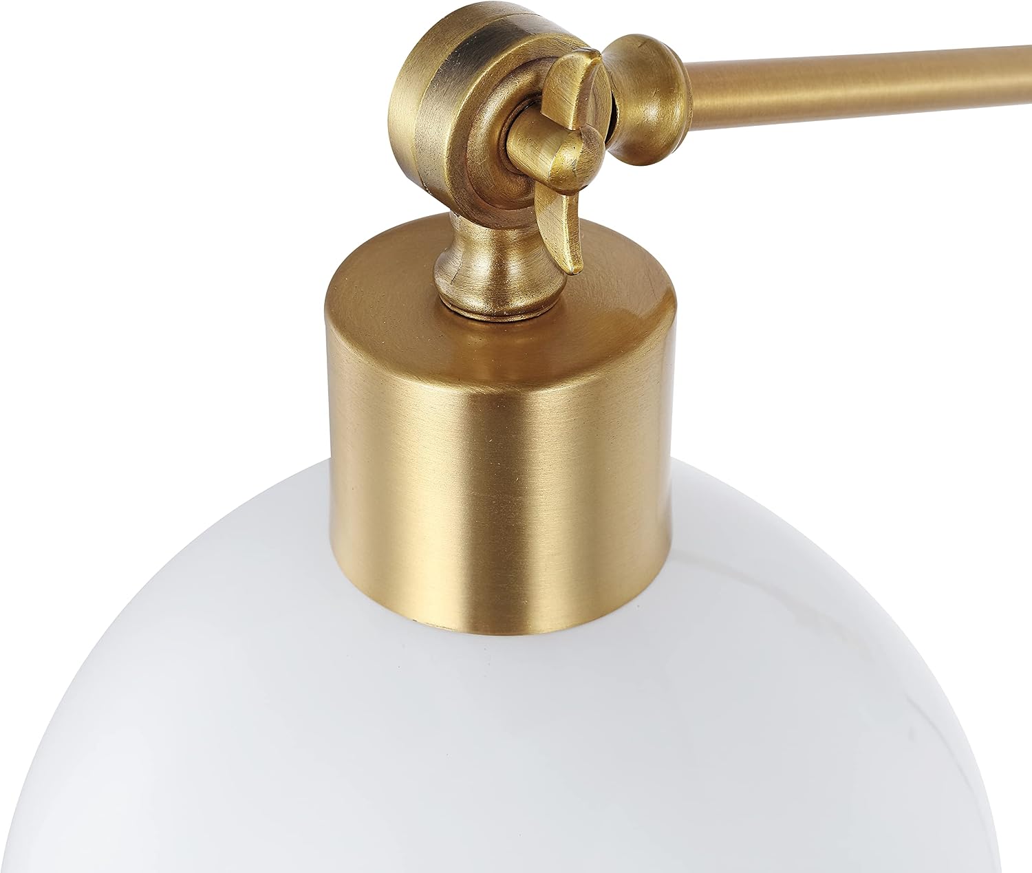 JONATHAN Y 18" White/Brass Gold 1-Light Swing Arm Wall Sconce with USB Charging Port, Modern Plug-in Bedside Lamp for Bedroom Office, White Iron Shade, LED Bulb Included JYL1301A