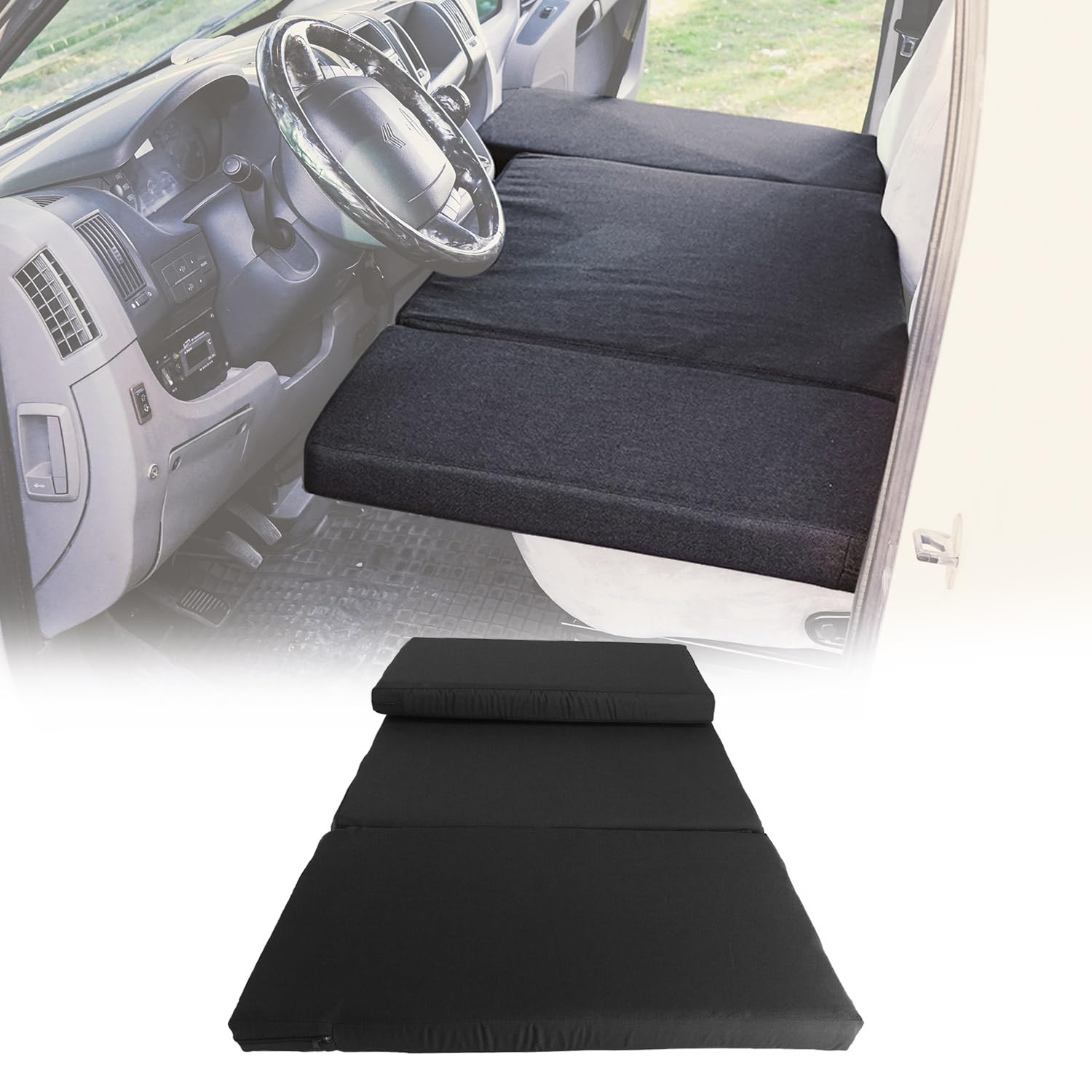 OMAC Camper Bett Fahrerhausbett Matratze compatibile con FIAT Ducato 1993-2006 Polyester Nero