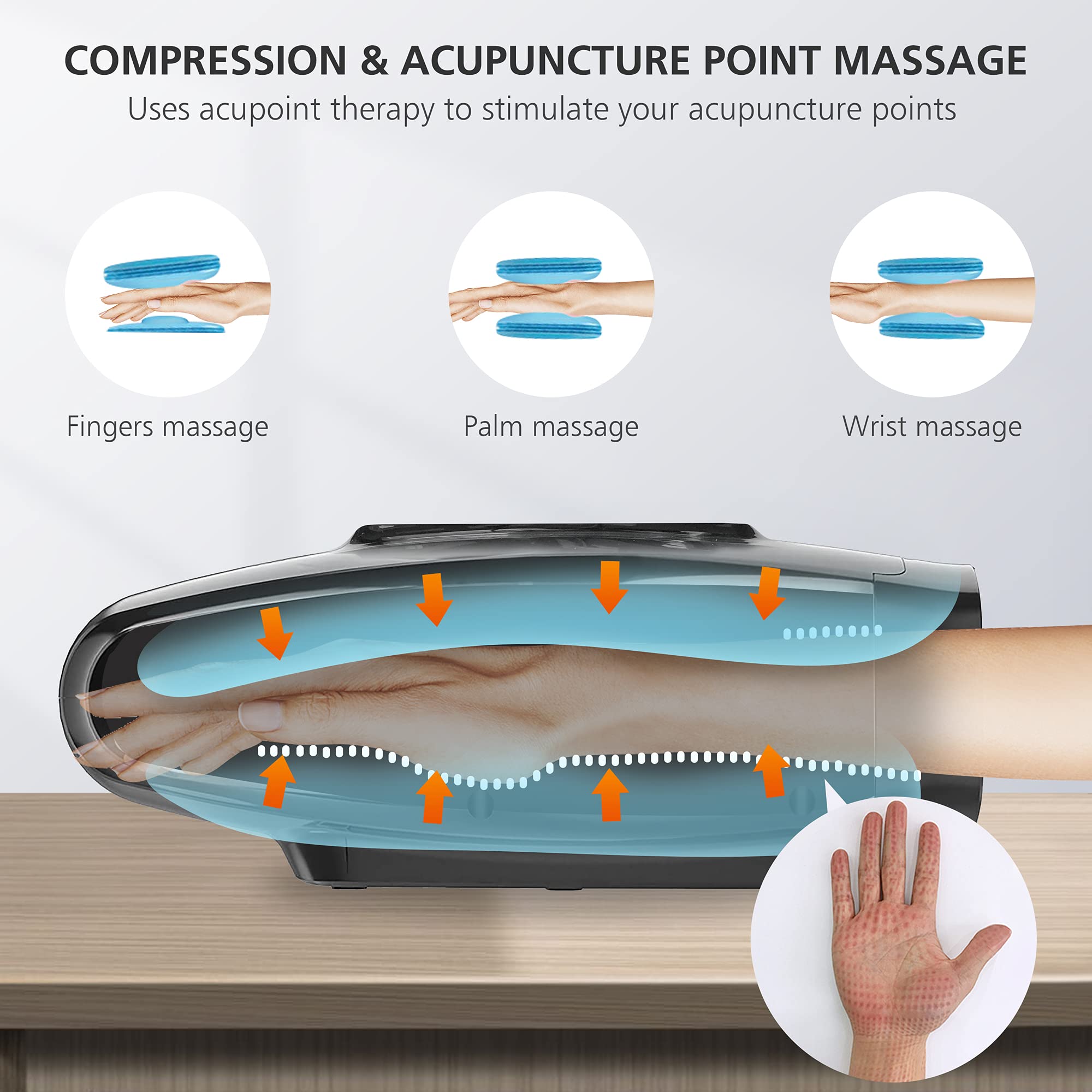 Snailax Cordless Hand Massager Machine,Electric Hand Massager with Heat