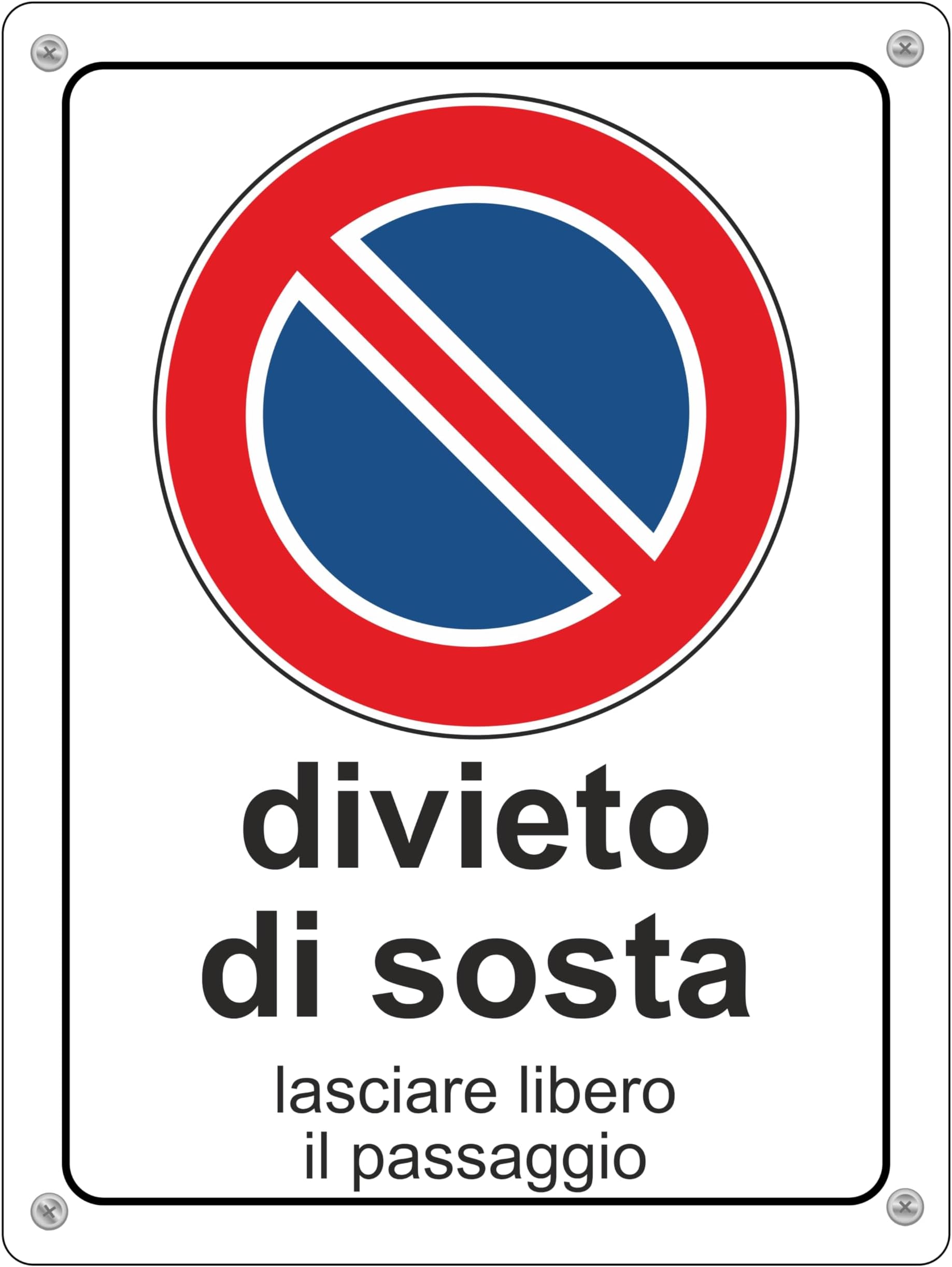 Cartello Divieto Di Sosta In Alluminio 30x20 Cm - Parcheggio Privato - Conforme Al D.Lgs. 81 - 5