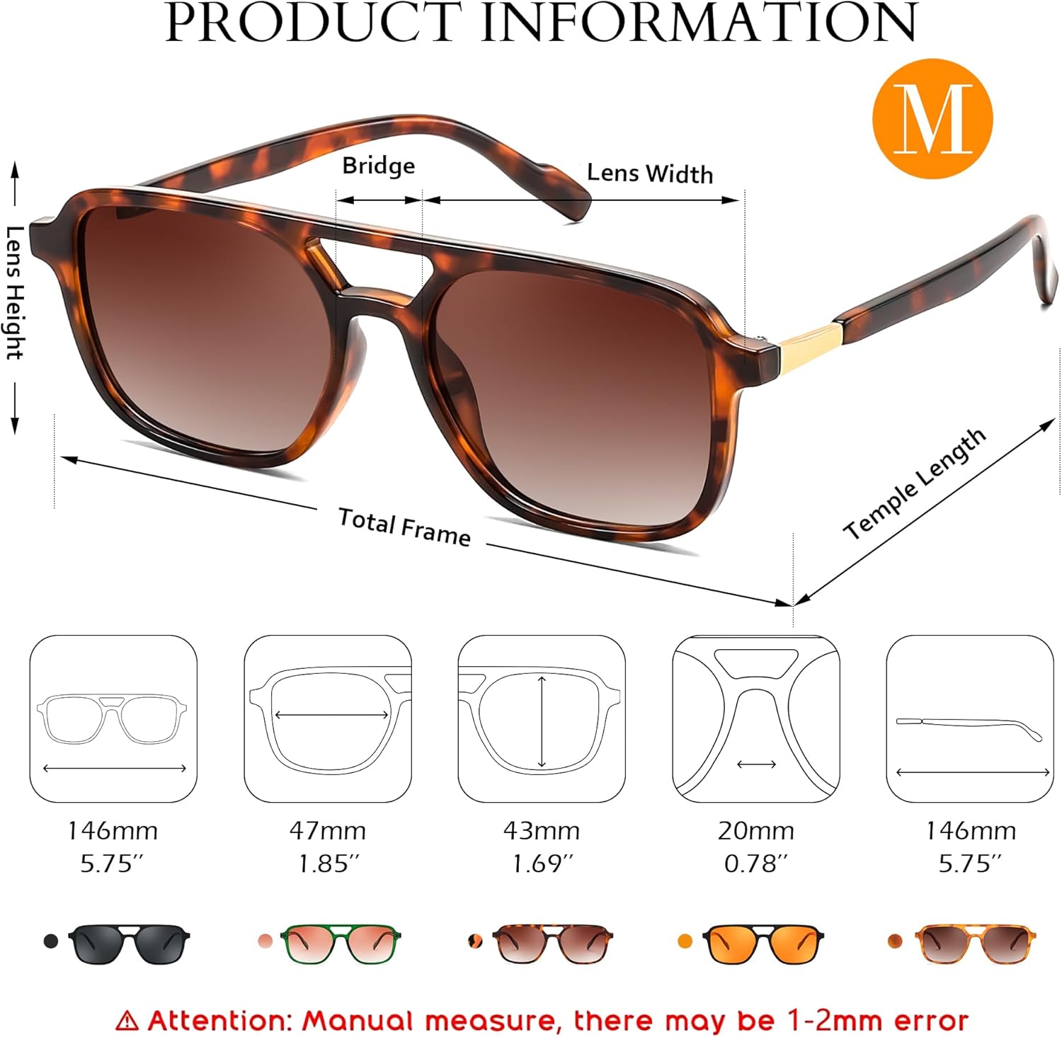 FEISEDY Retro Square Aviator Sunglasses Women Men 70s Vintage Trendy Plastic Frame Sun Glasses B4158 - Image 6