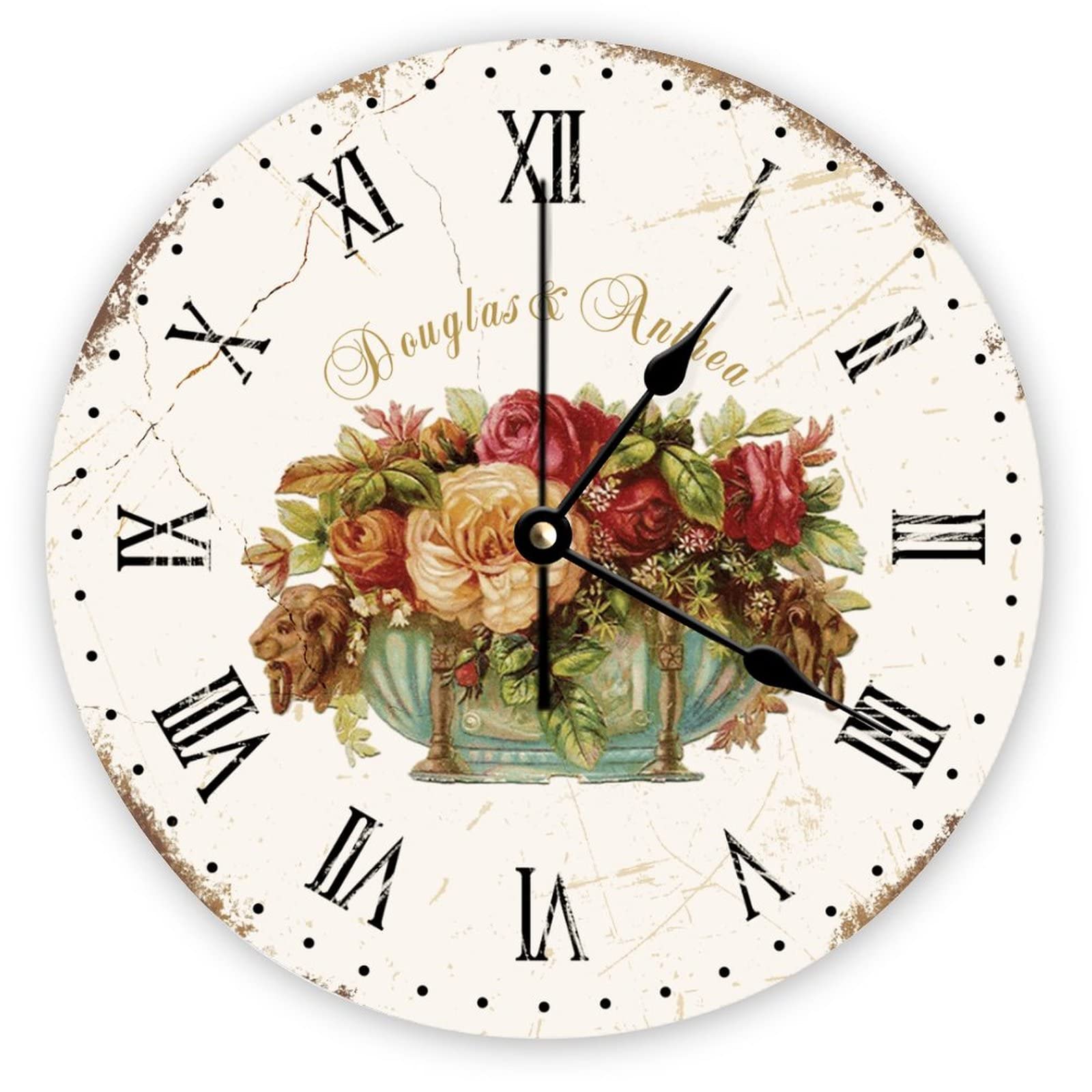 Horloge murale rétro en bois fleurie Mighun pour sublimer un mur vide