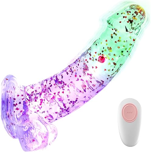 Adult Sex Toys 8.9'' Realistic Dildos - Sex Toys Dildos Vibrator with Suction Cup for Women Sexual Pleasure, Female Sex Toys Clear Dildo with 7 Vibrating Modes, Colorful Anal Dildo for Women Couples