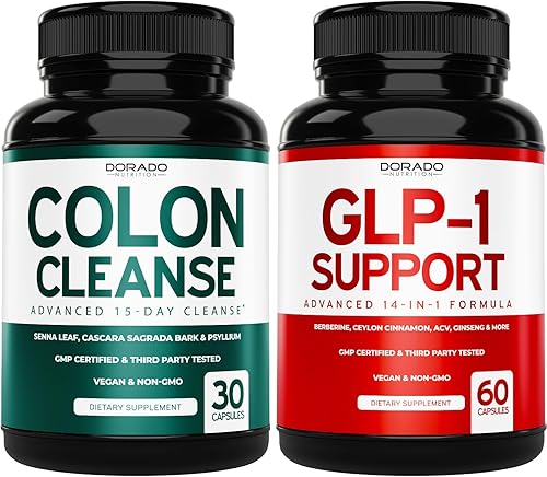Limpieza de colon y desintoxicación de 15 días de limpieza intestinal (30 unidades) - Píldoras de limpieza intestinal y GLP - 1 suplemento (60