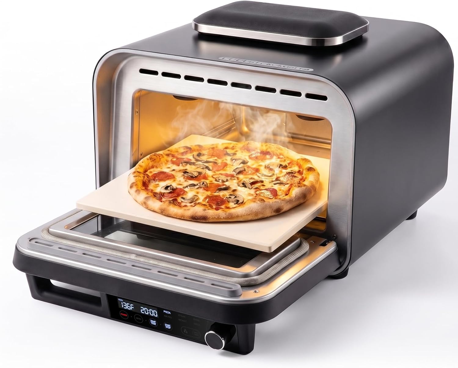 KINGWISE Electric Pizza Oven Countertop, 6-in-1 Pizza Oven Air Fryer Combo, Heats Up to 750°F, 1800W High Power, 21-Quart Capacity, Fits 13 Inch Pizza, IPX4 Waterproof, Indoor & Outdoor Use
