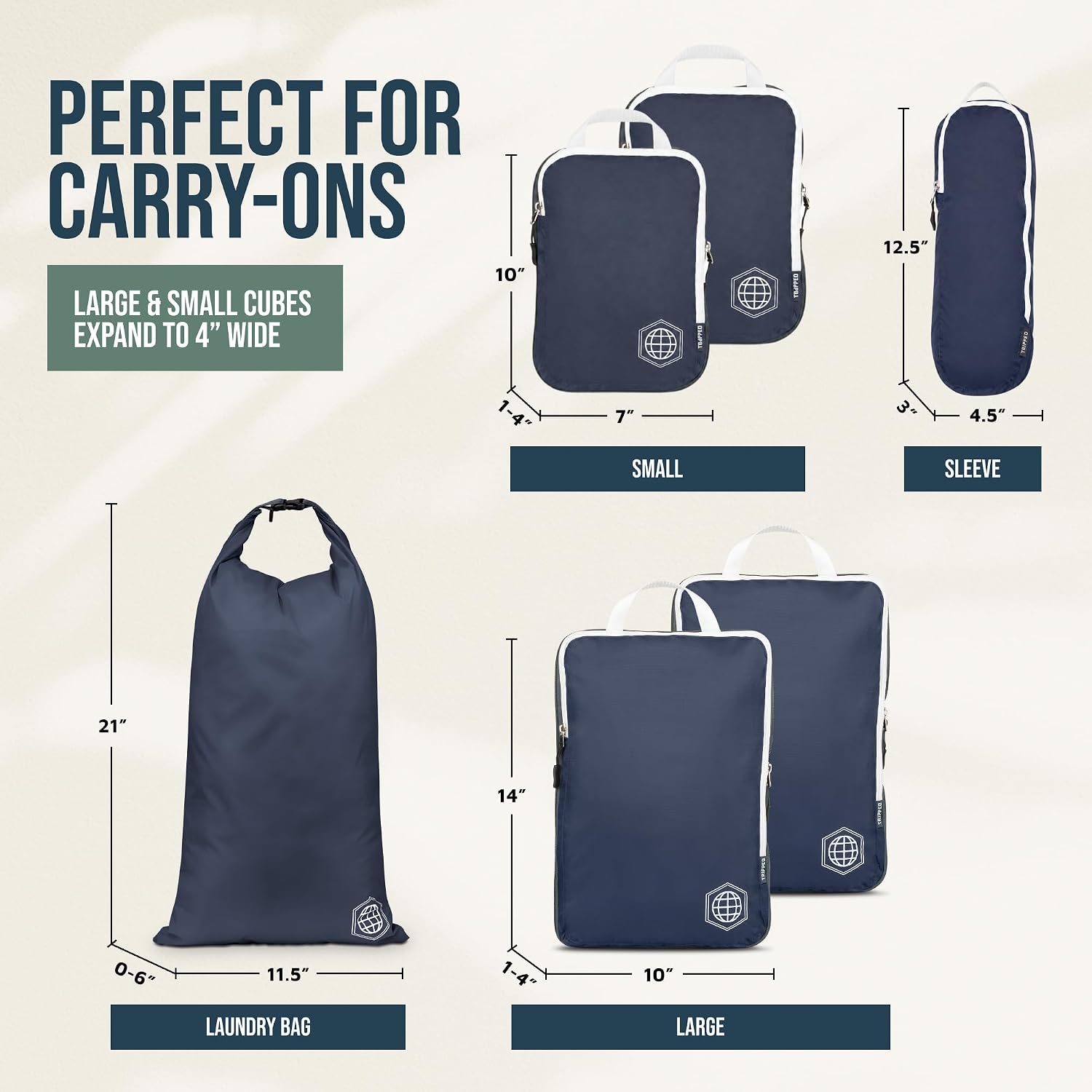 TRIPPED Travel Gear Compression Packing Cubes for Carry-On Travel 6-Pack image 3