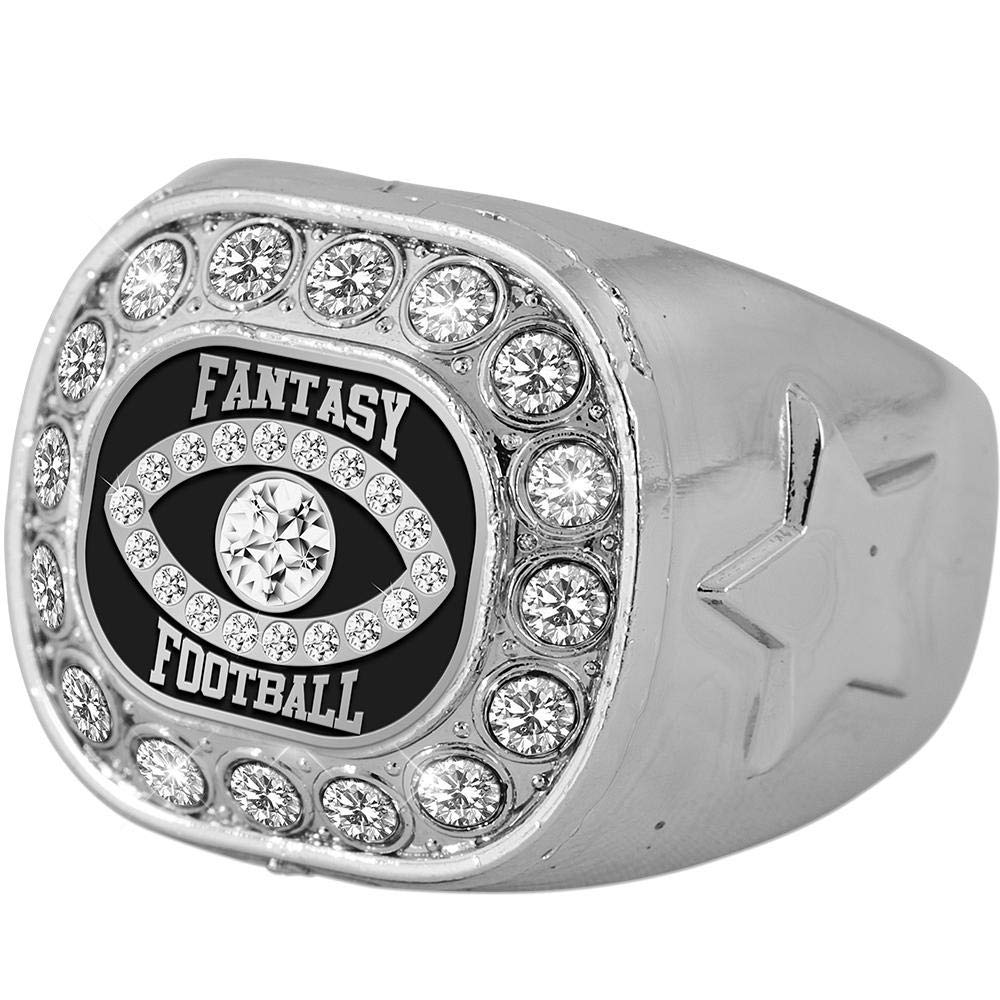 Crown Awards Fantasy Football Championship Ring, Silver Fantasy Football Ring, Size 12