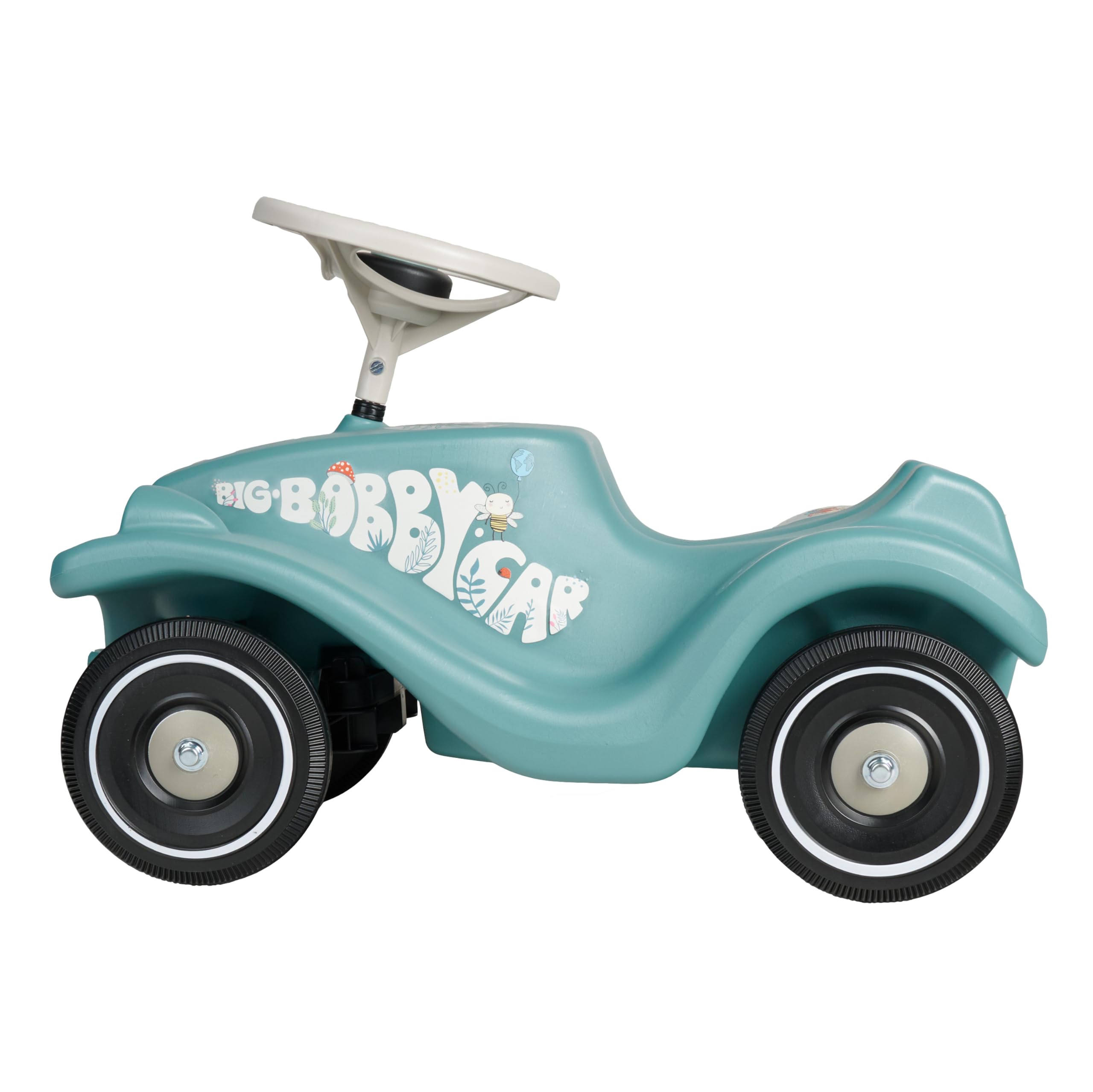 Big Bobby Car Classic Life - Rutschauto ab 1 Jahr, gefertigt aus recyceltem Kunststoff, ergonomische Karosserie, Sicherheitslenkrad mit Hupe, stabile Räder, Petrol-Beige, ab 12 Monate