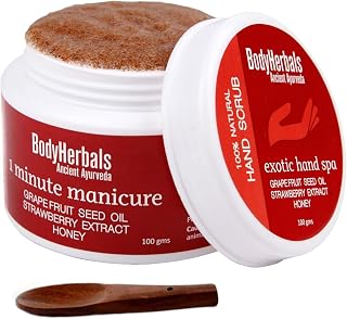 BodyHerbals Hand Scrub 1 Minute Manicure with Goodness of Grape Fruit Seed Oil, Strawberry Extract & Honey | Exfoliating S... Price In India