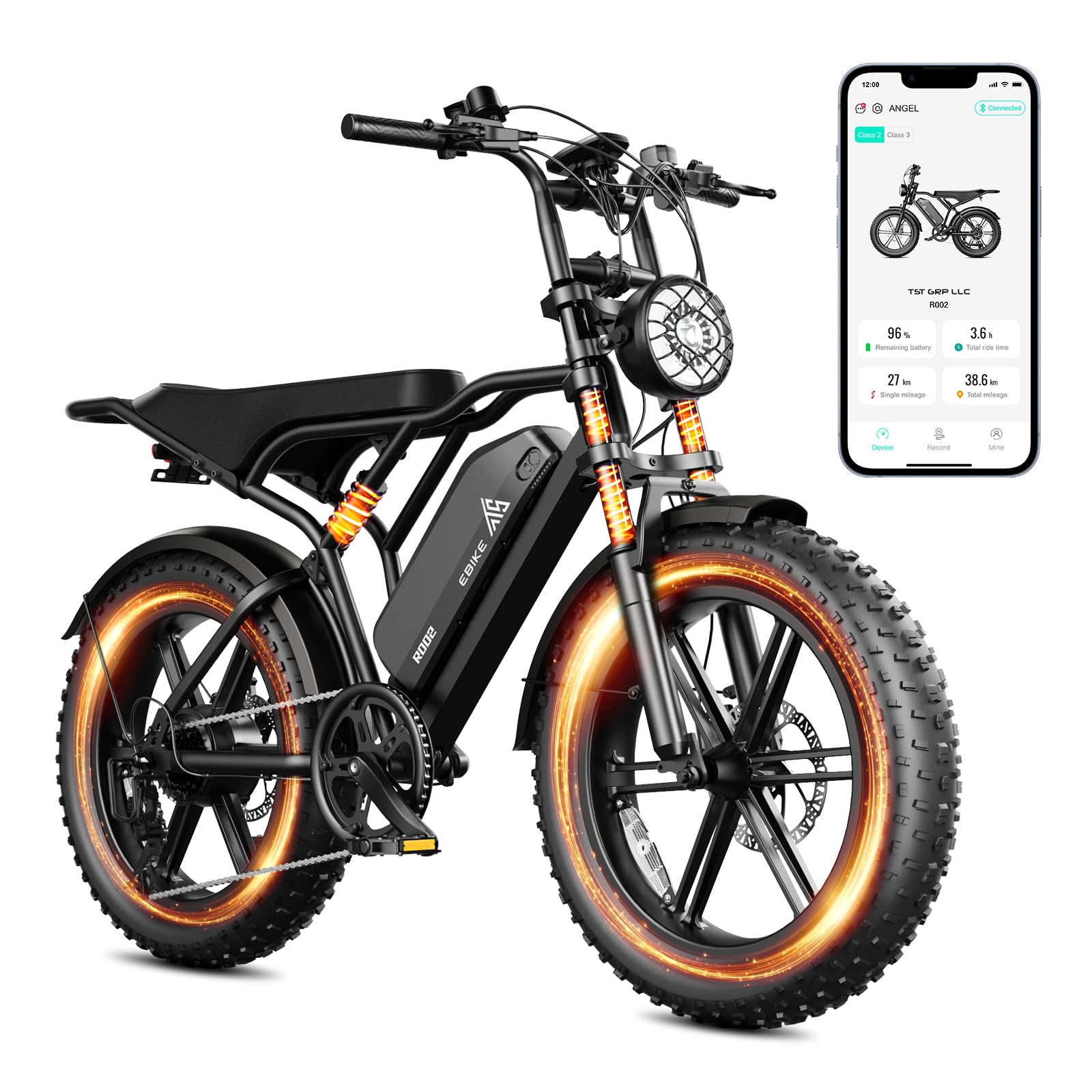TST Electric Bike for Adults 1500W Peak 20" Fat Tire All-Terrain E-Bike 60 Miles Electric Dirt Bike - 48V 15 AH Battery Electric Bicycle