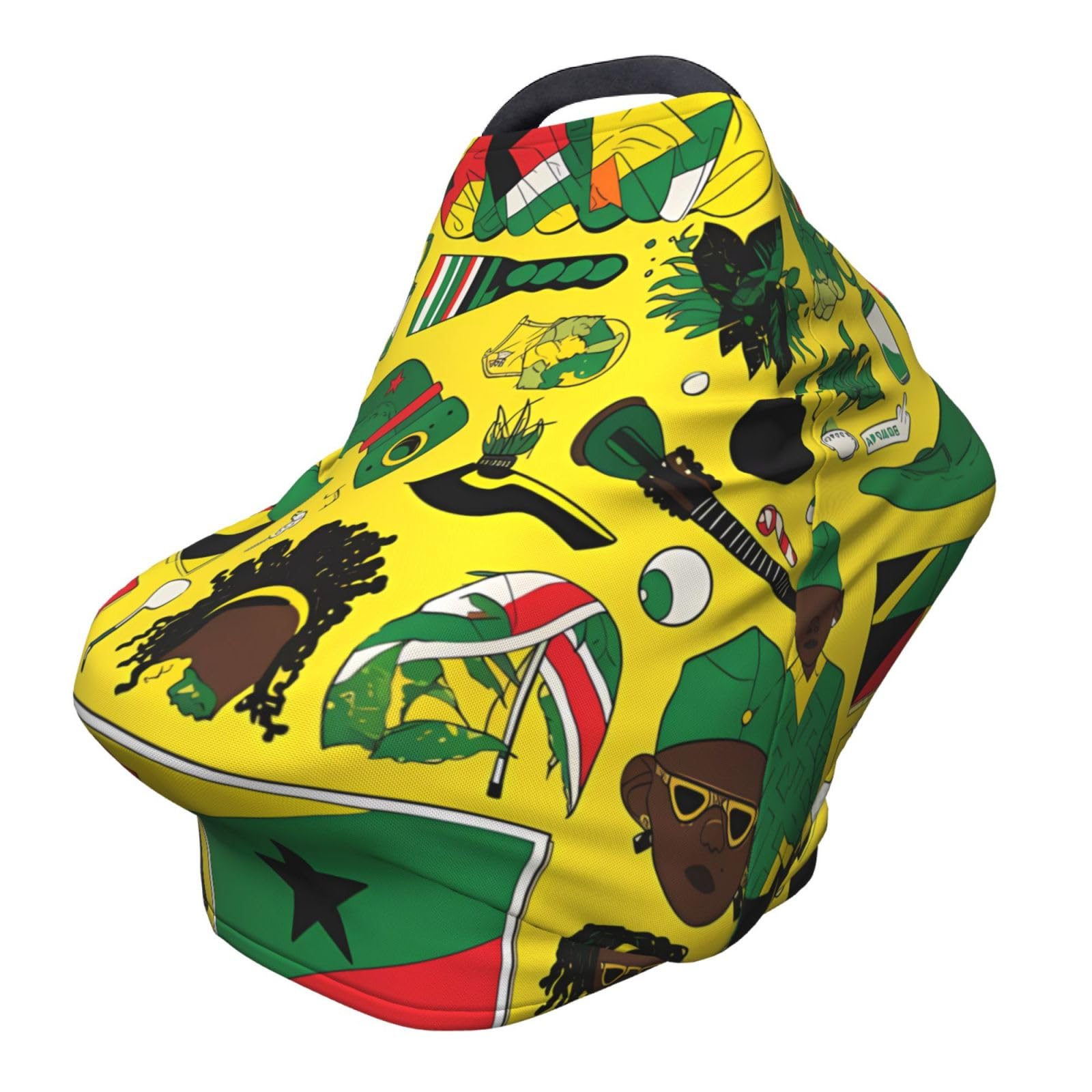 XZDHYZ Jamaican Elements Versatile full-print Stroller Chair Cover/Nursing Cover, specially designed for your baby, Black