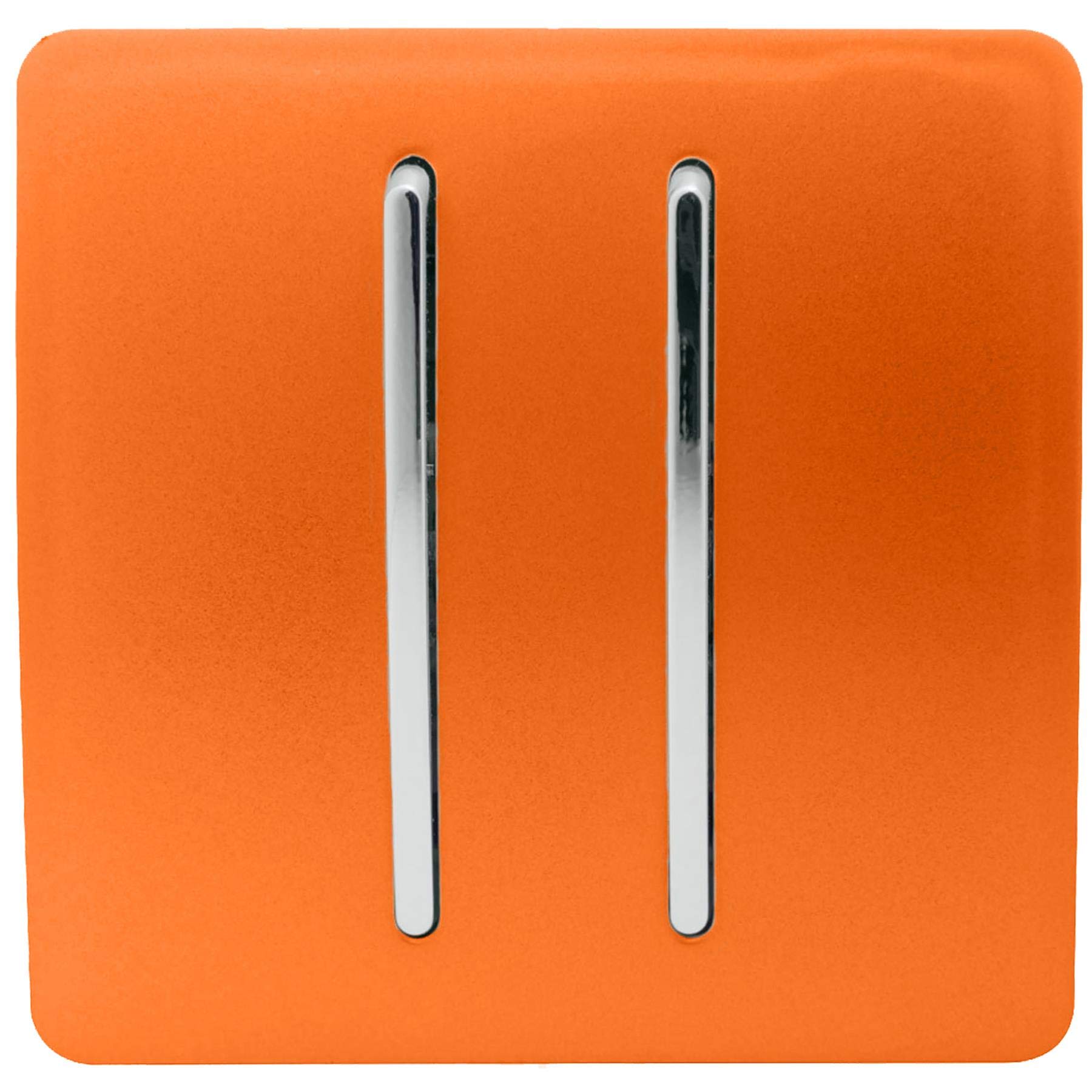 Trendi Switch Orange Trendi 2 Gang 2 Way 240V Screwless Raised Front Plate Plastic Artistic Modern Glossy 10 Amp Chrome Rocker Single Electrical Wall Light Switch Sunset - Art-Ss4or