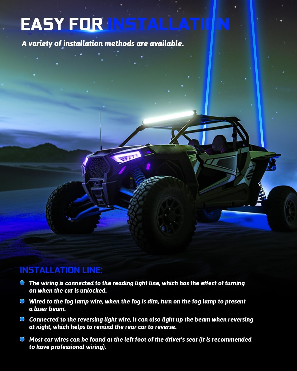 Whipless Whip Lights for Side by Side 2 PCS LED Whip Light Spot Beam Pod Lights Blue LED Pods for ATV UTV Can am 1000XP Golf Cart Truck 4x4 Boat Polaris RZR SXS Offroad
