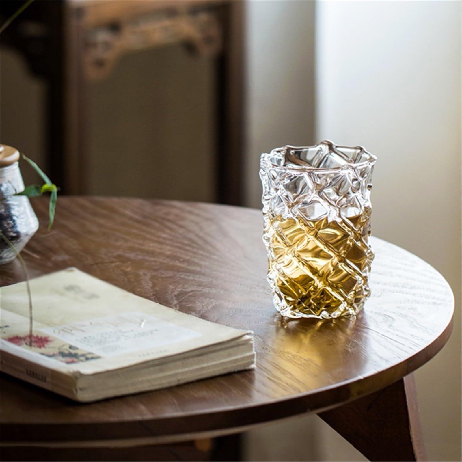 Glasbecher 10-Unzen-Trinkgläser aus klarem Borosilikatglas, elegante Gläser mit diamantförmiger Textur for Wasser, Eistee, Saft und Cocktails Küchenglaswaren