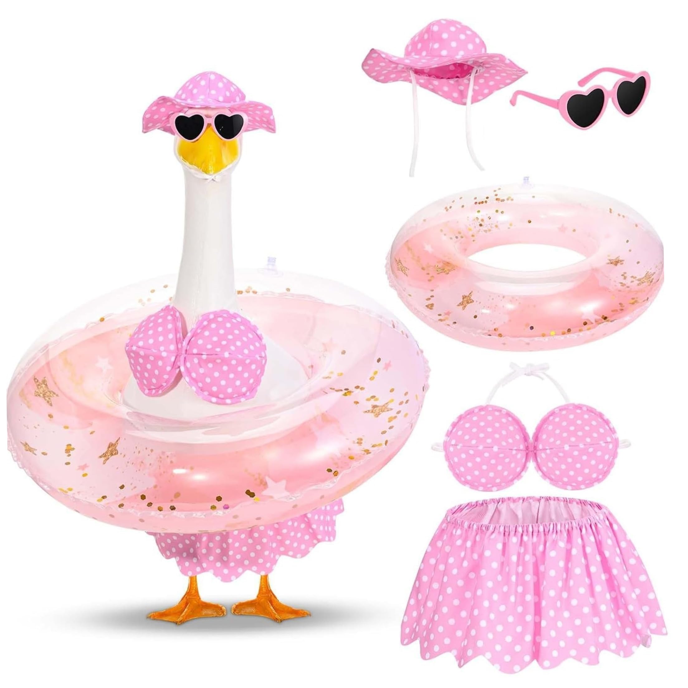 Gemuseeee Summer Porch Geese Outfit Porch Geese Bikini Outfits - Hawaiian-themed Beach Set With Inflatable Glitter Float