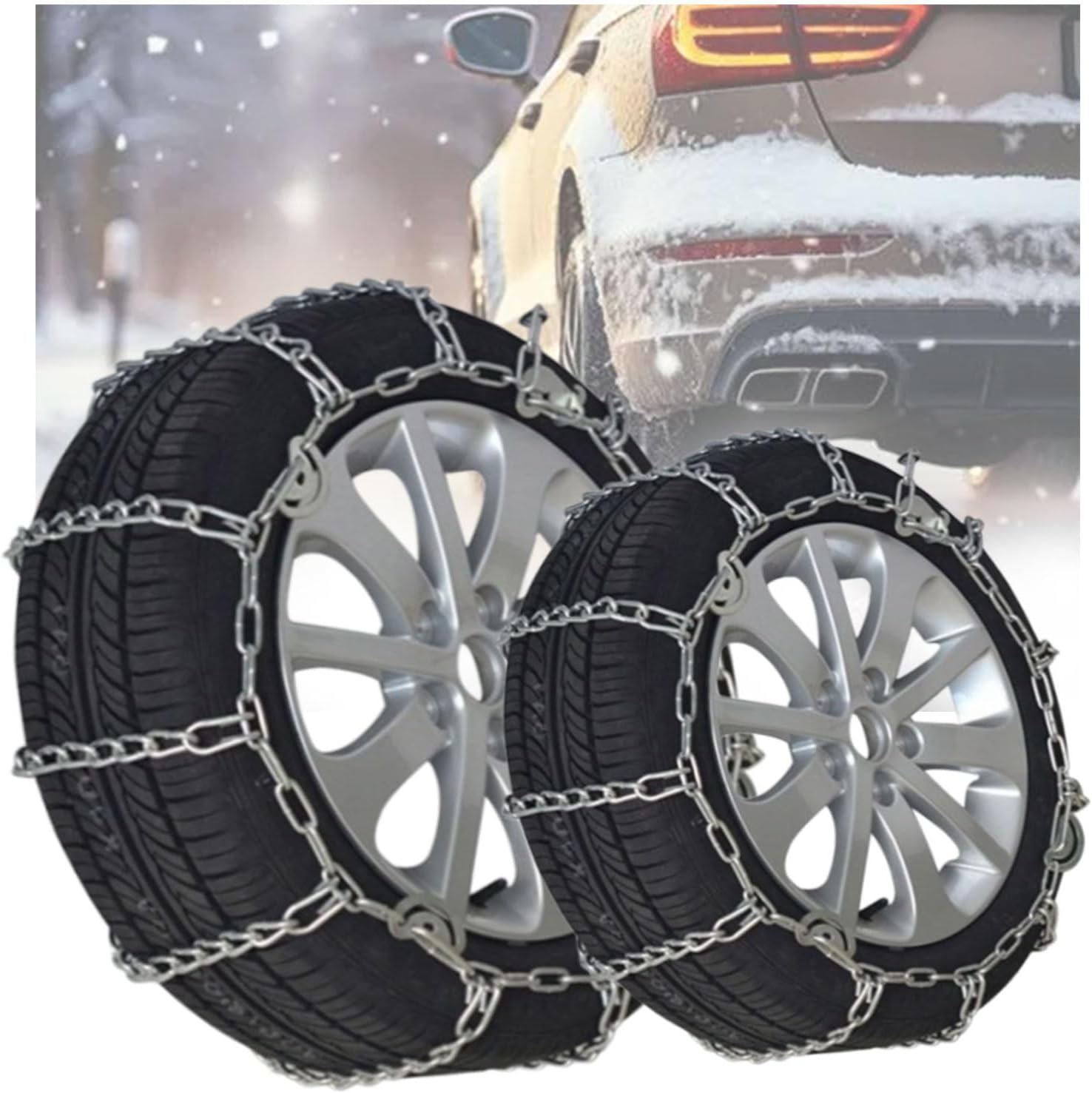 タイヤチェーン 2個 金属チェーン ジャッキ不要 車用スノーチェーン タイヤ用チェーン スノータイヤチェーン ATVタイヤチェーン 