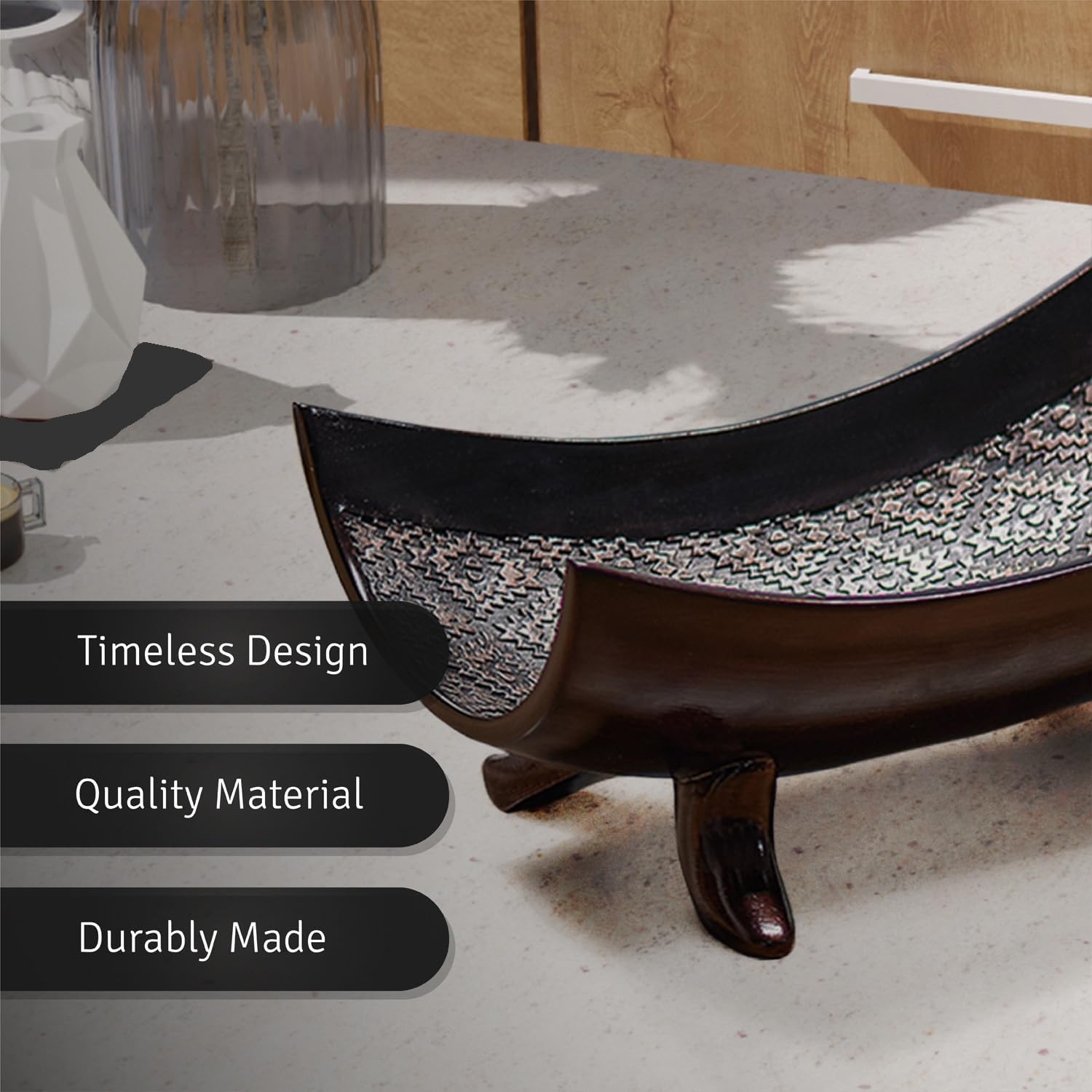 Creative Scents Dublin Brown Decorative Bowl - Decorative Fruit Bowl for Kitchen, Home Décor, Decor Tray for Coffee Table Decor, Living Room Centerpiece, Key/Candy Bowl for Entry Table Decorations