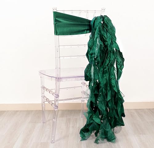 Miniatura 2 de Efavormart - Paquete de 5 bandas de satén de gasa de sauce rizado verde esmeralda cazador