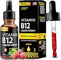 Vista 1 de Gotas líquidas de vitamina B12, vitaminas B12 veganas, 5000 mcg de metilcobalamina de acción rápida complejo sublingual B vitamina B2, B3, B6, sin