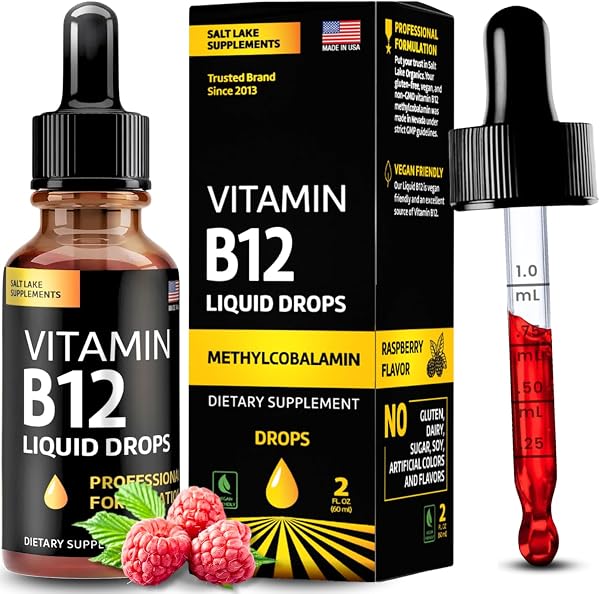 Vitamin B12 Liquid Drops - 60 x 5000 mcg Vegan B12 Sublingual