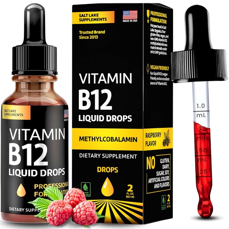 Salt Lake Supplements Suplemento de vitamina B12 líquida com metilcobalamina, 5.000 mcg, 60 mL