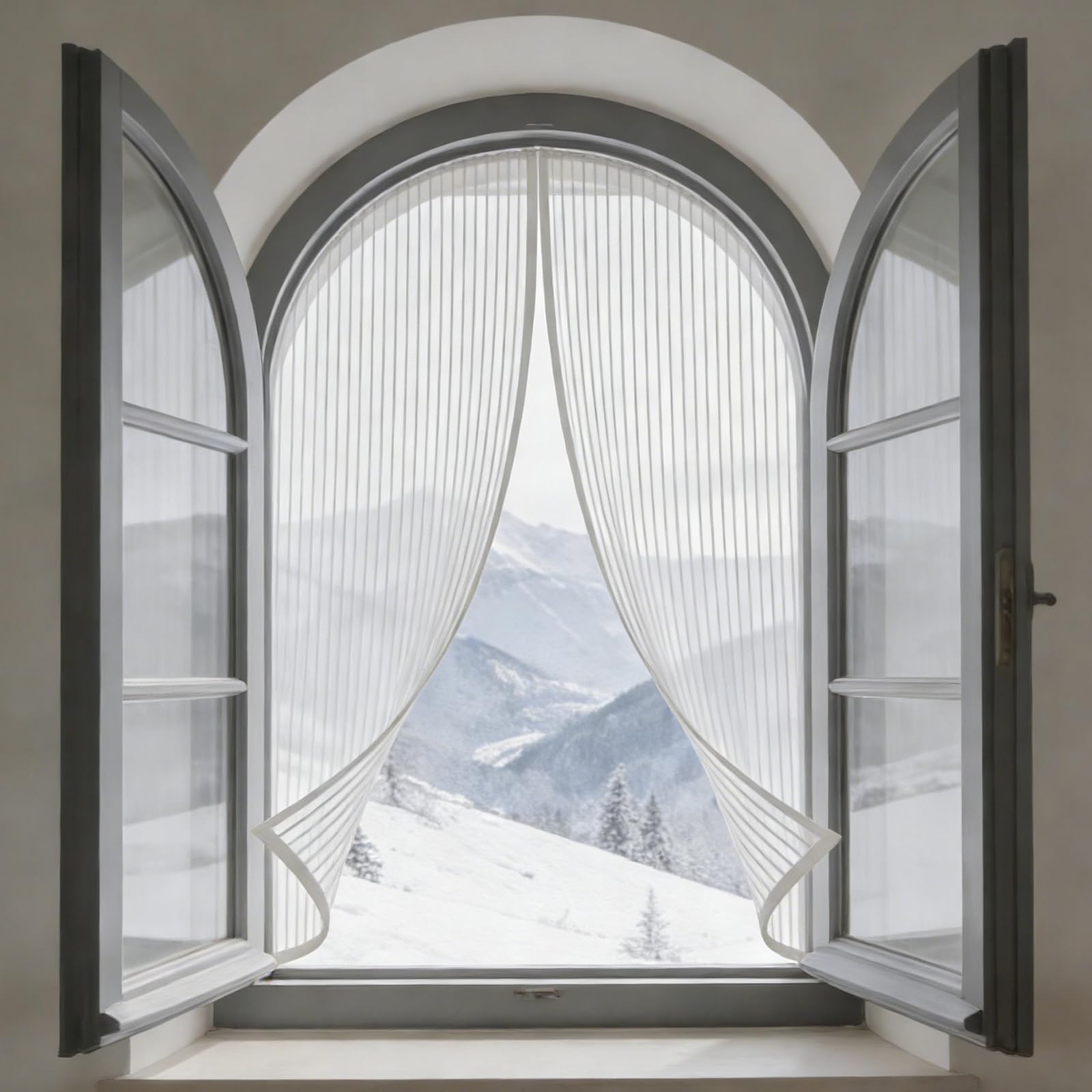 Moustiquaire pour fenêtres patio 110 x 113 cm avec bande adhésive