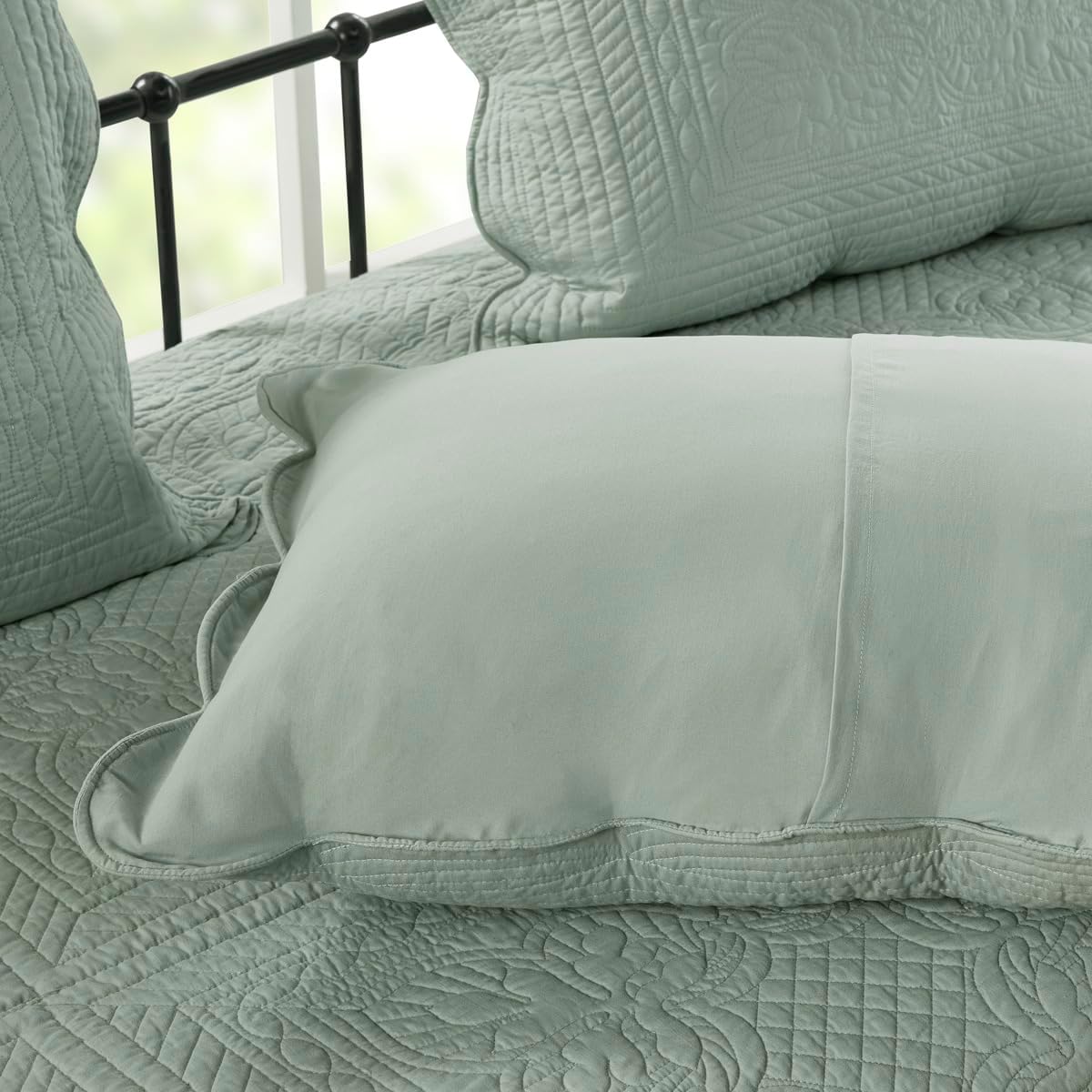 6 Pcs Reversible Scalloped Edge Daybed Cover Set Seafoam Daybed
