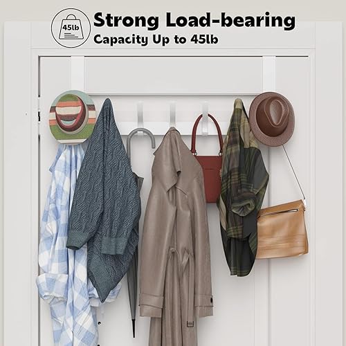 Miniatura 3 de Ganchos para colgar sobre la puerta, colgador de puerta resistente, gran toallero para colocar sobre la puerta con 12 ganchos, resistente y fácil de